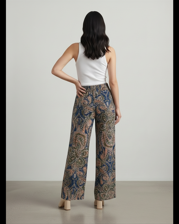 MELANIA – Pantaloni ampi con stampa paisley multicolore