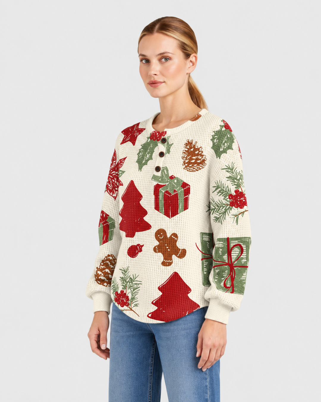 LETIZIA – Maglia oversize con stampa festiva