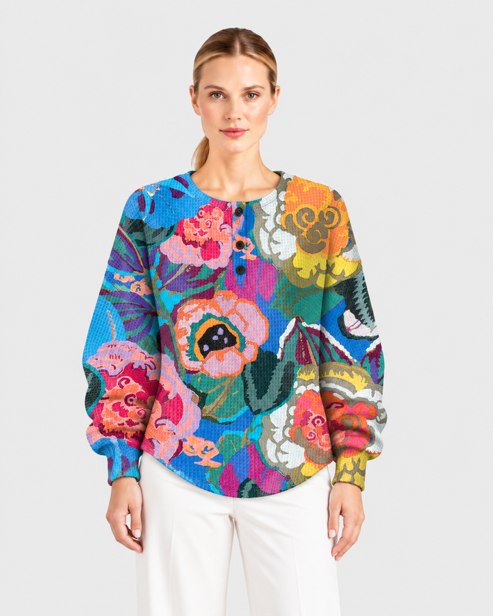 AZZURRA – Maglia oversize con maxi fiori