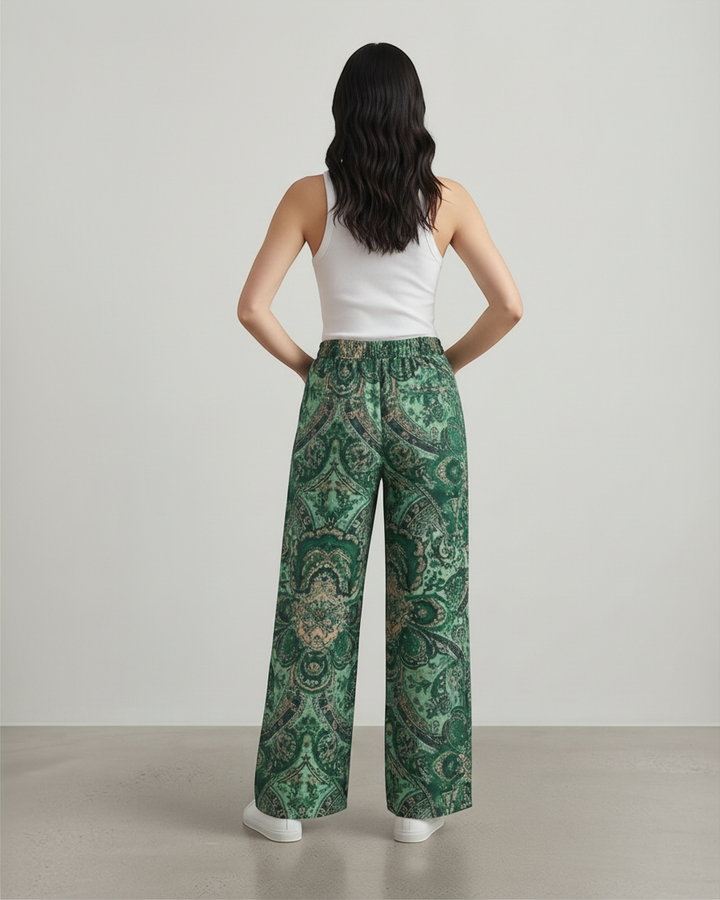 MELANIA – Pantaloni ampi con stampa paisley multicolore