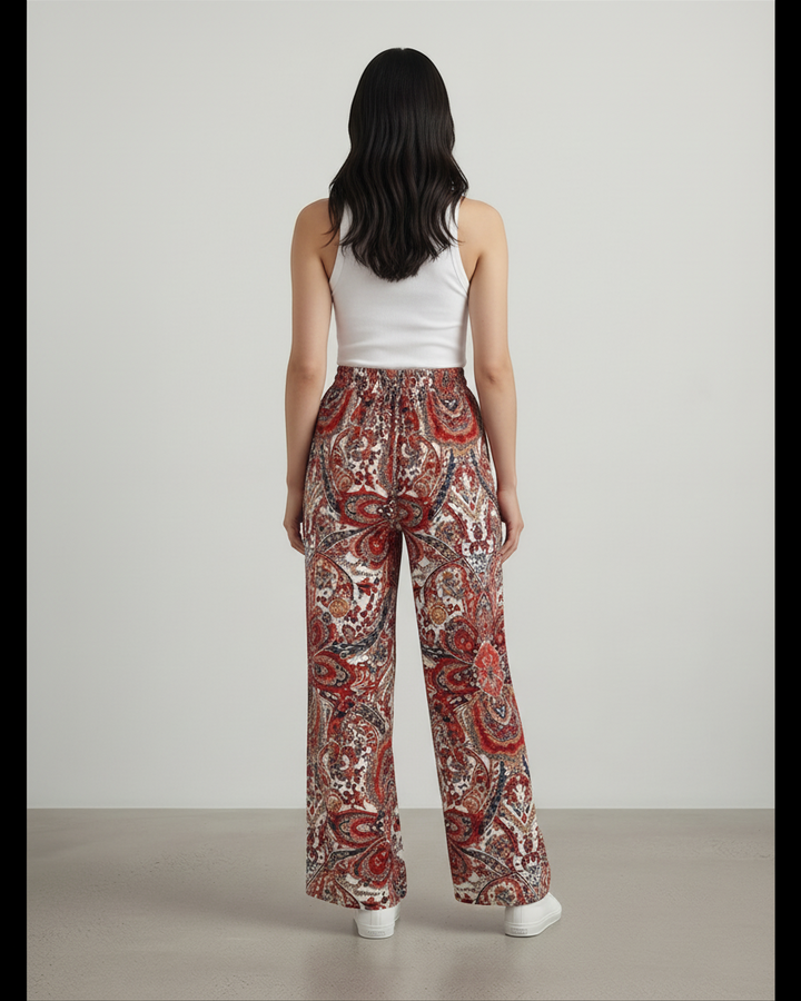 MELANIA – Pantaloni ampi con stampa paisley multicolore