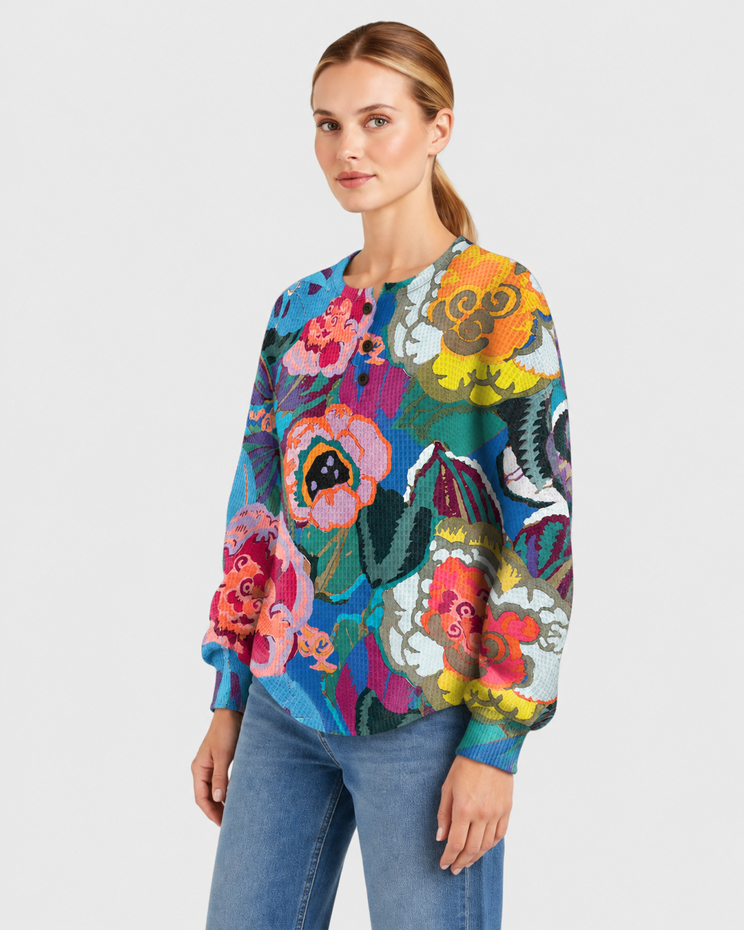 AZZURRA – Maglia oversize con maxi fiori