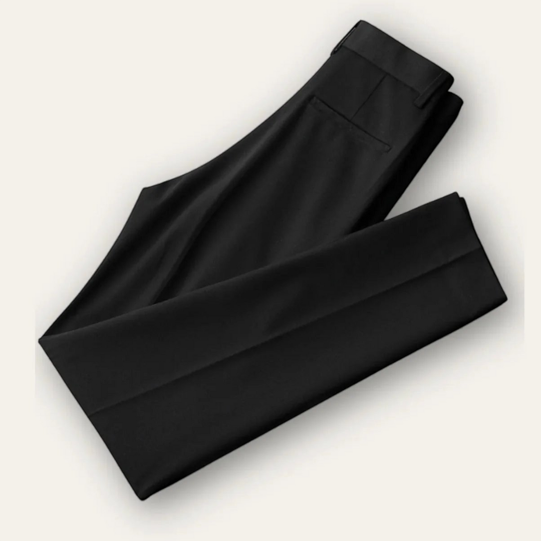 Luna Moda JAMES black trousers in a structured polyester and wool blend with a clean, versatile design.