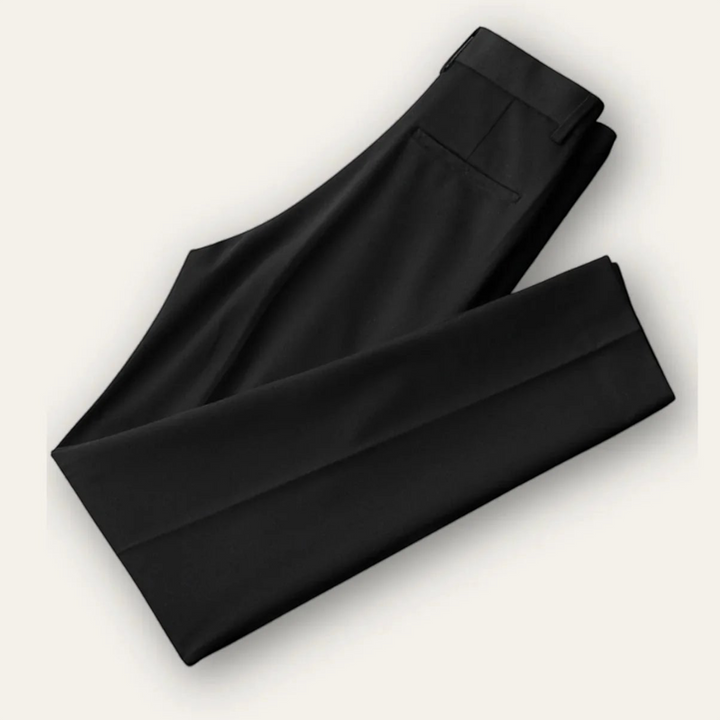 Luna Moda JAMES black trousers in a structured polyester and wool blend with a clean, versatile design.