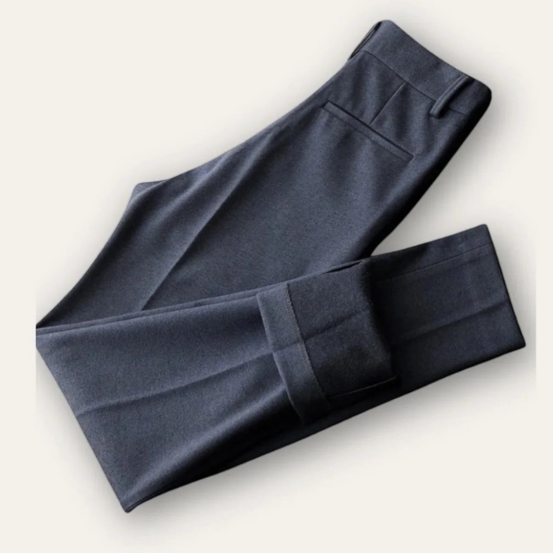 Luna Moda charcoal grey tailored trousers in a polyester and wool blend with a clean, structured design.