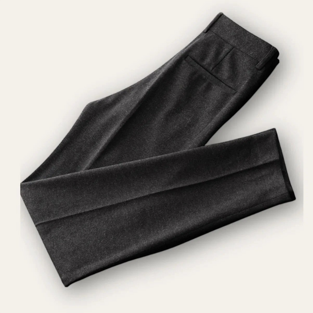 Luna Moda JAMES charcoal grey trousers in a structured polyester and wool blend with a clean, tailored design.