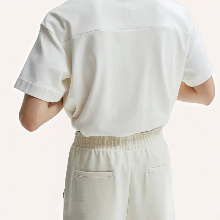 Luna Moda regular fit trousers in off-white recycled polyester blend with an elasticated waistband and back pockets.