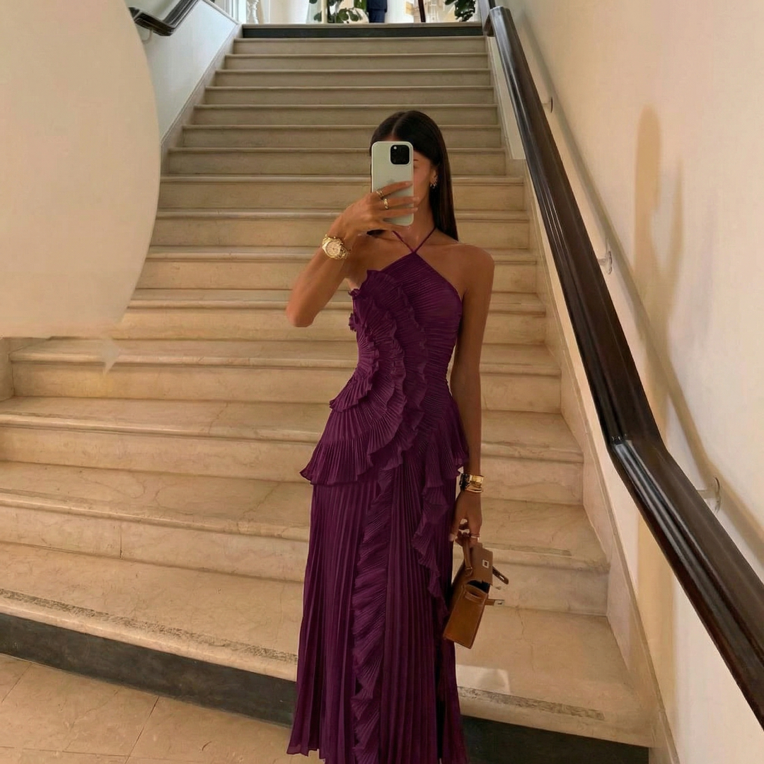 EMMA – Abito maxi con volant