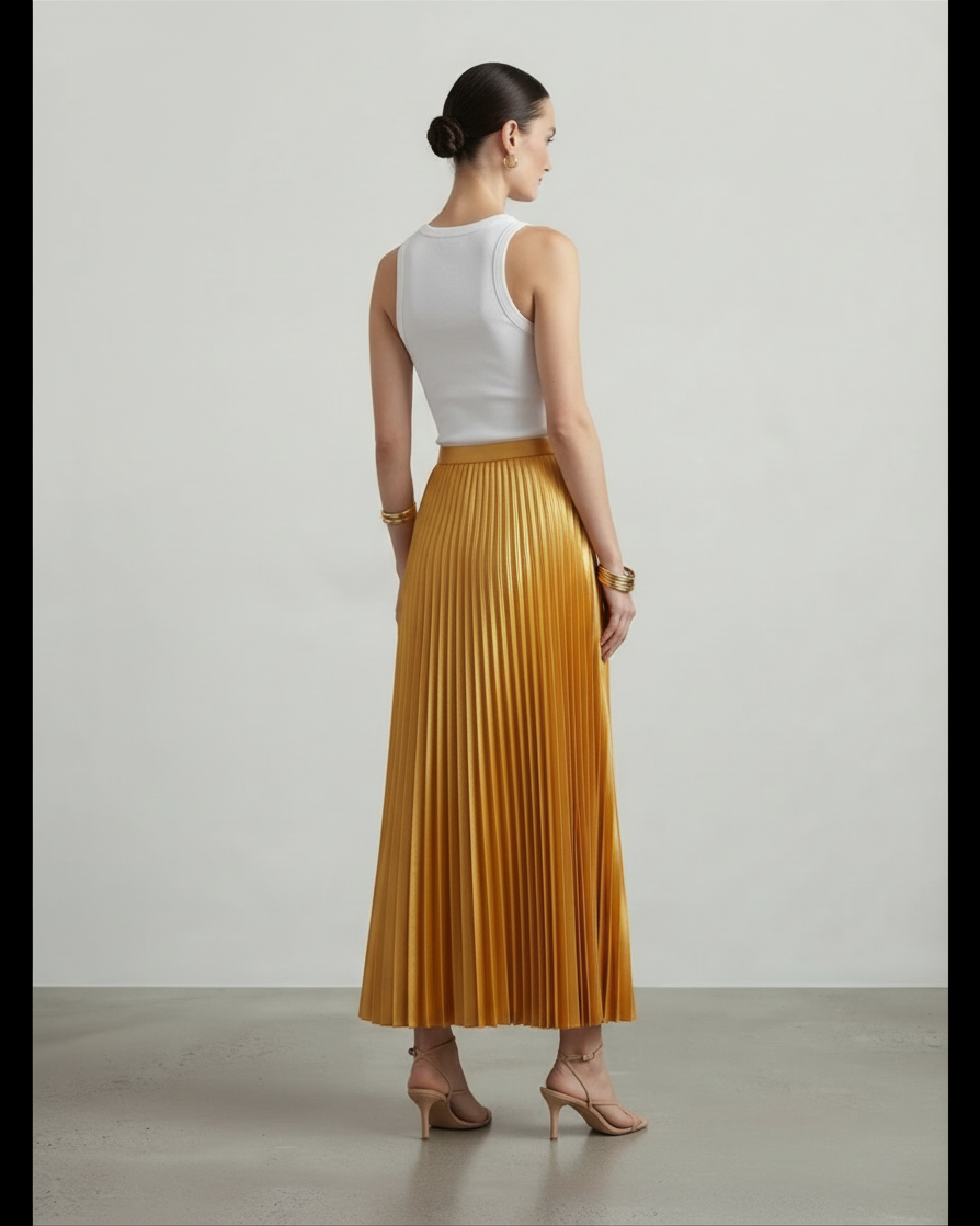 MAYA – Gonna lunga plissettata a vita alta