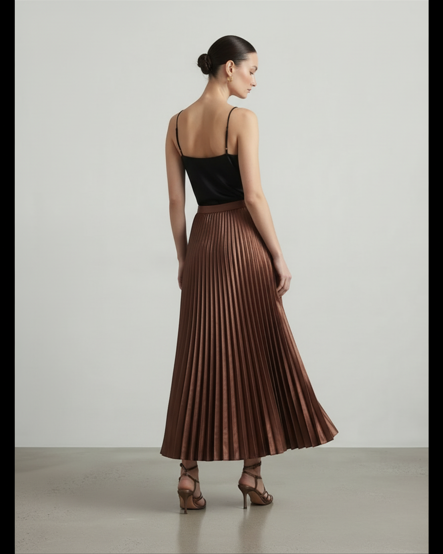 MAYA – Gonna lunga plissettata a vita alta