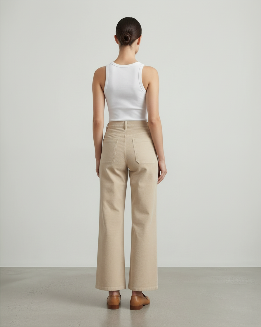 EVELINA – Pantaloni a vita alta in velluto a coste