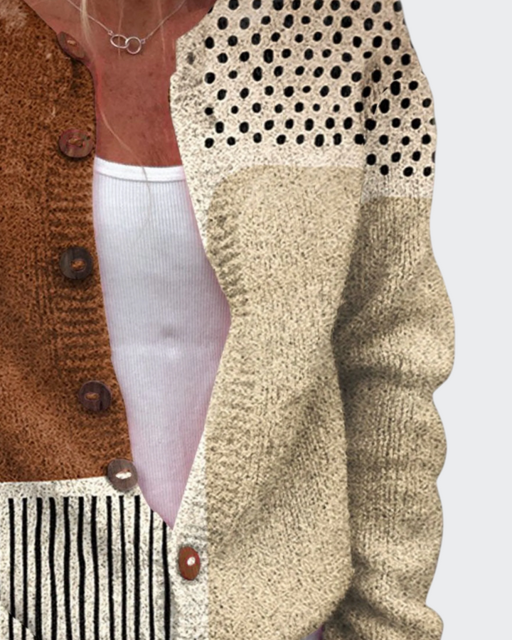 Donatella – Cardigan patchwork con bottoni