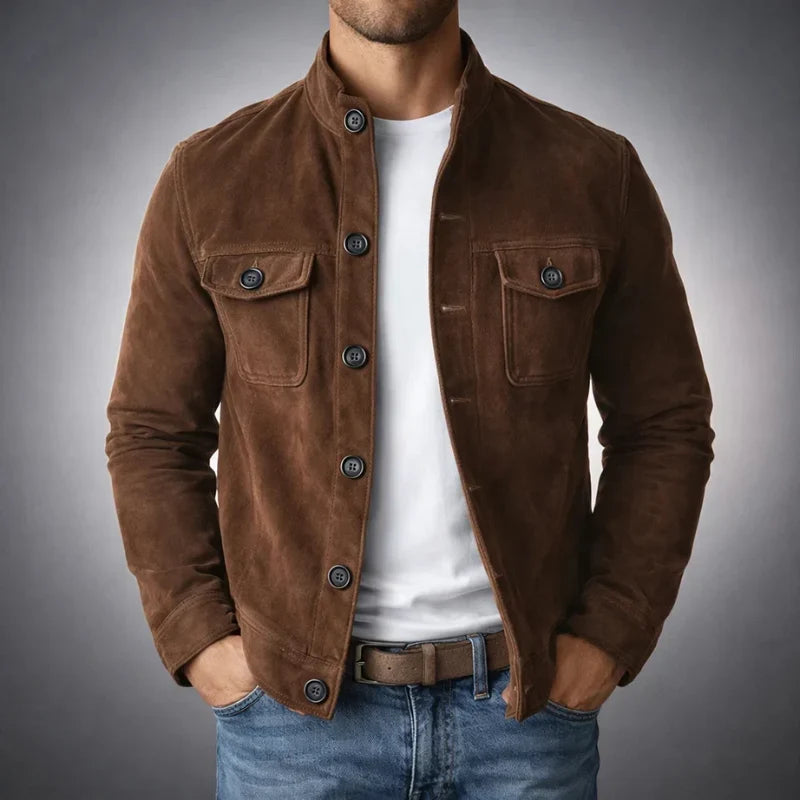 MATTIA - Giacca Camicia in Pelle Scamosciata