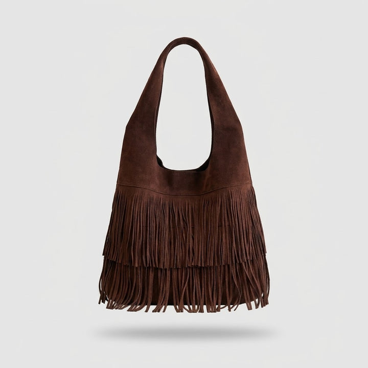 BIANCA – Borsa a spalla in velluto con frange