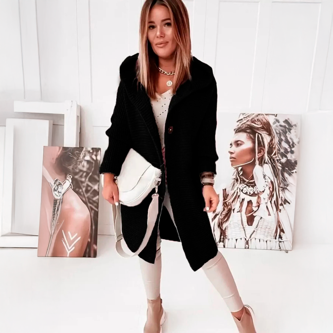 ELENA – Cardigan lungo con cappuccio
