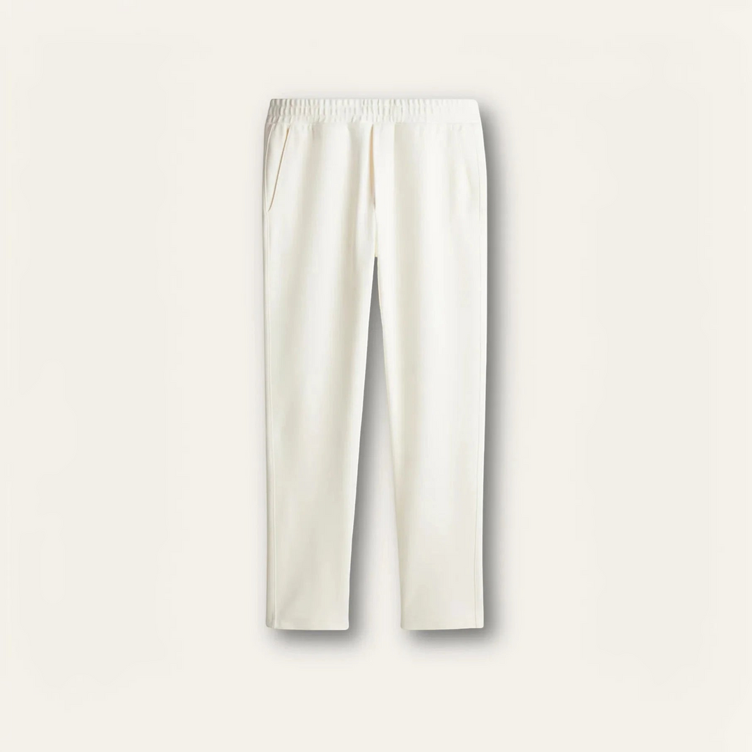 Luna Moda Giacomo regular fit wide-leg trousers in off-white recycled polyester blend with an elasticated waistband.