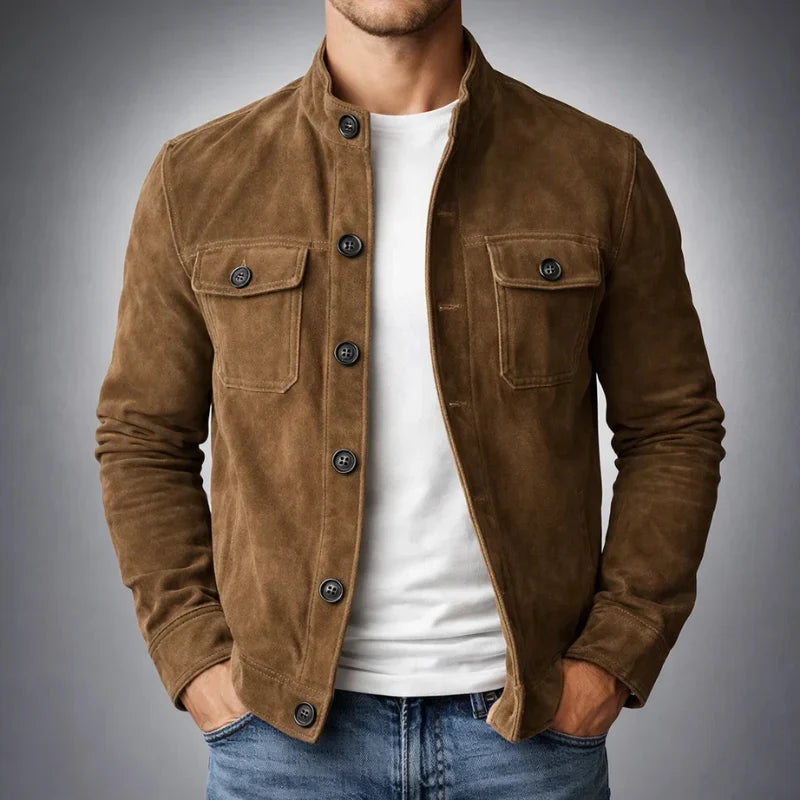 MATTIA - Giacca Camicia in Pelle Scamosciata