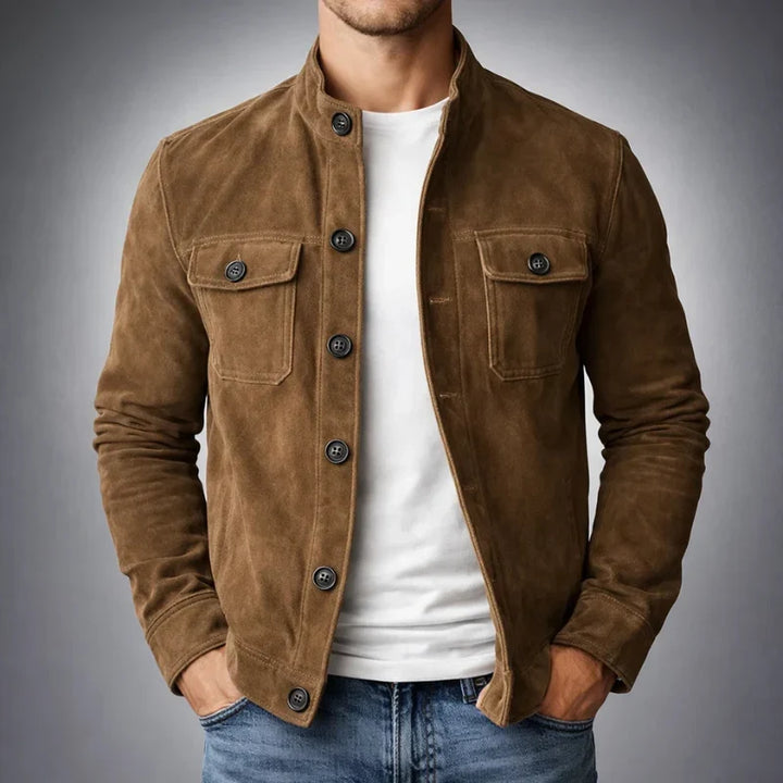 MATTIA - Giacca Camicia in Pelle Scamosciata