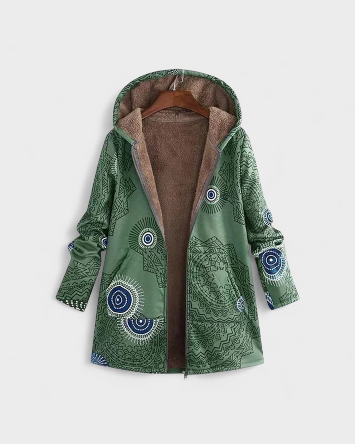 AURORA – Giacca con cappuccio e motivo geometrico