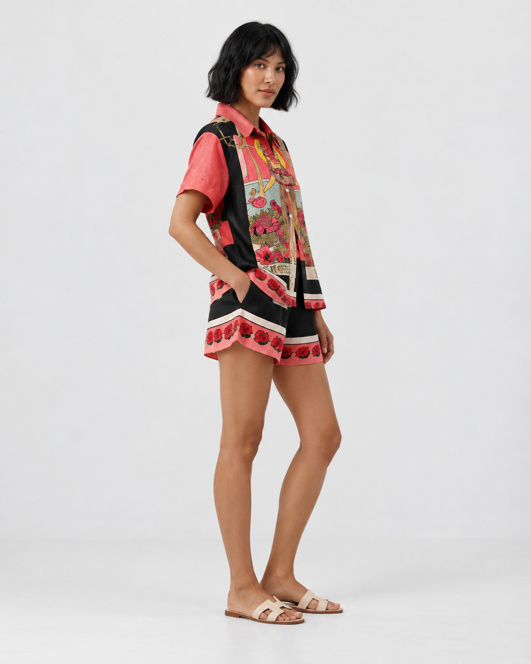 CLARA – Completo in lino rosa sofisticato