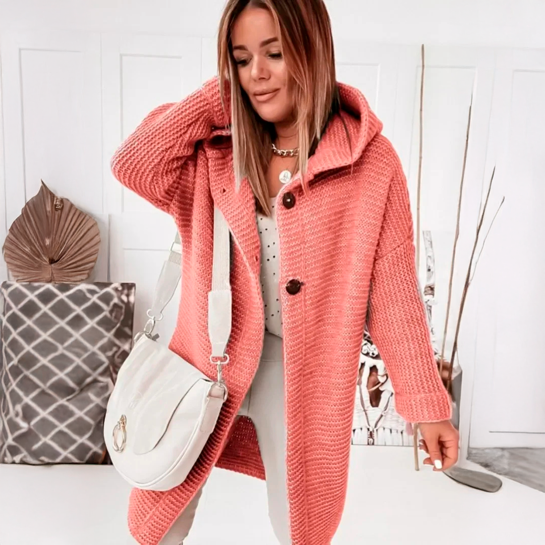 ELENA – Cardigan lungo con cappuccio