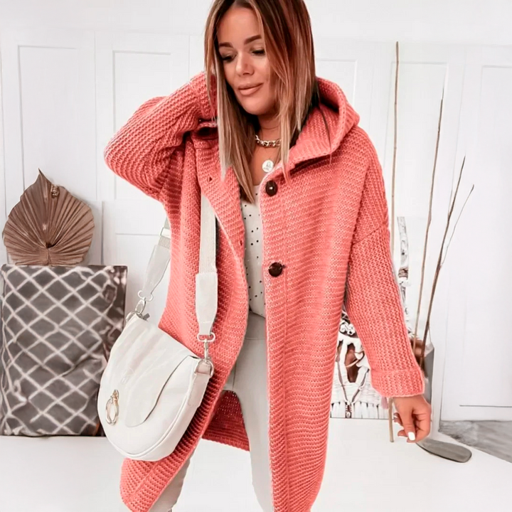 ELENA – Cardigan lungo con cappuccio