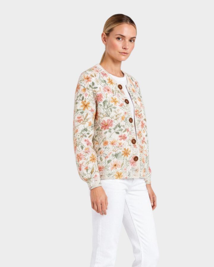 ANITA – Cardigan floreale effetto acquerello