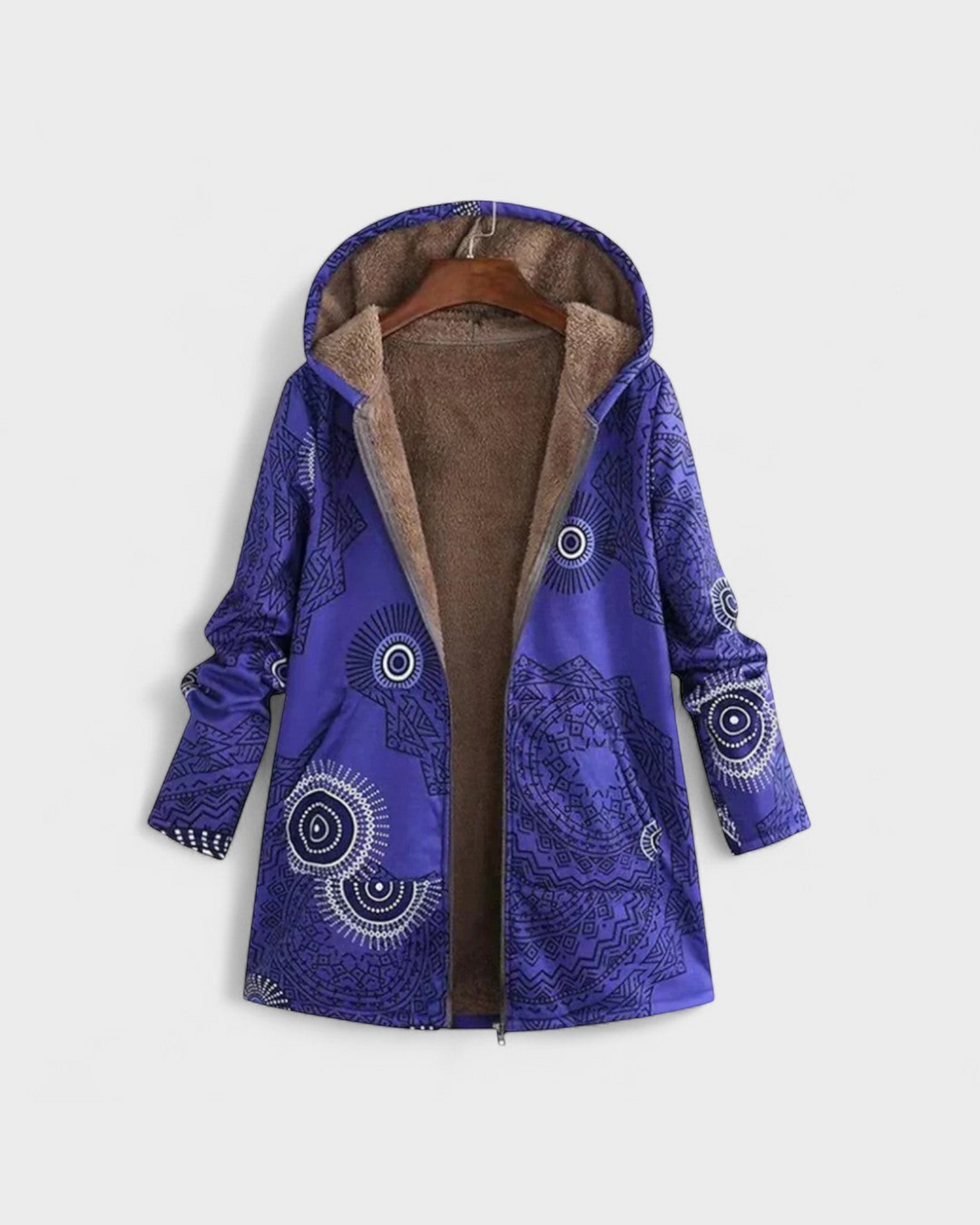 AURORA – Giacca con cappuccio e motivo geometrico