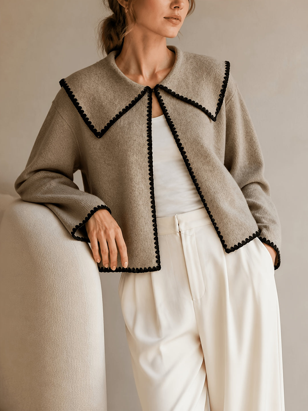 CINZIA - Cardigan ricamato donna largo