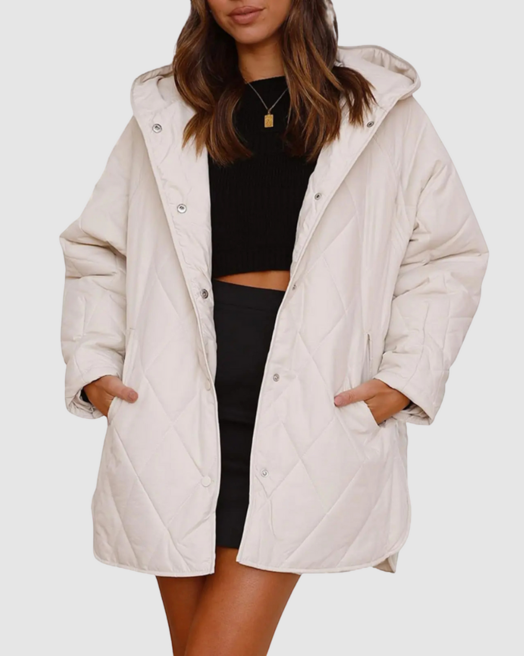 CRISTIANA, cappotto trapuntato con cappuccio – Luna Moda