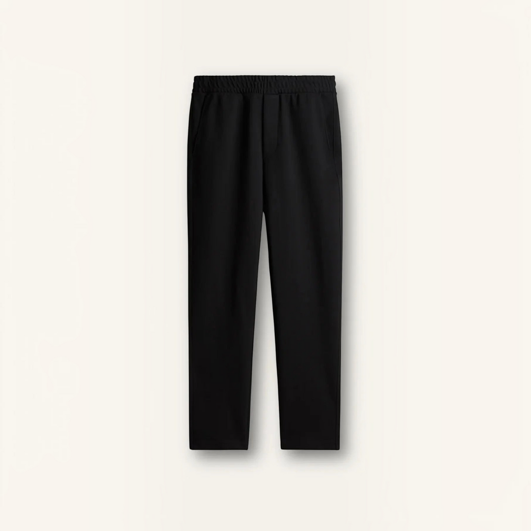 Luna Moda Leonardo black regular fit stretch trousers made with recycled polyester blend