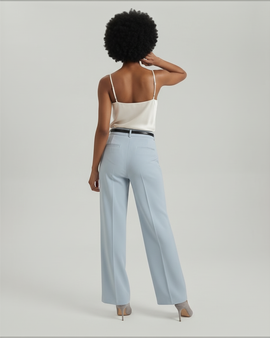 CLOTILDE – Pantaloni palazzo con pieghe frontali e cintura