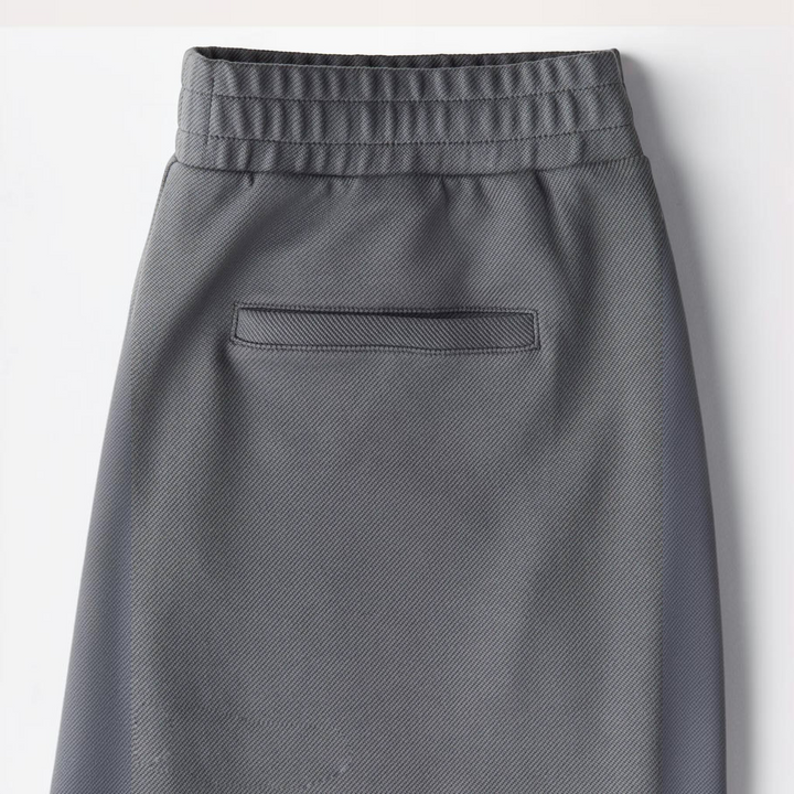 Luna Moda GIACOMO regular fit wide leg trousers in grey with an elasticated waistband and a back pocket detail.