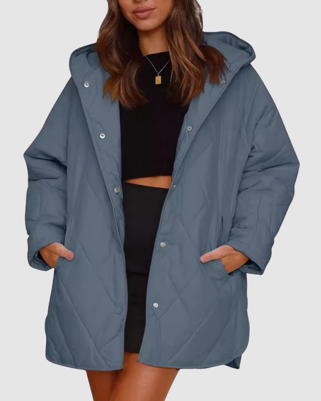 CRISTIANA, cappotto trapuntato con cappuccio – Luna Moda