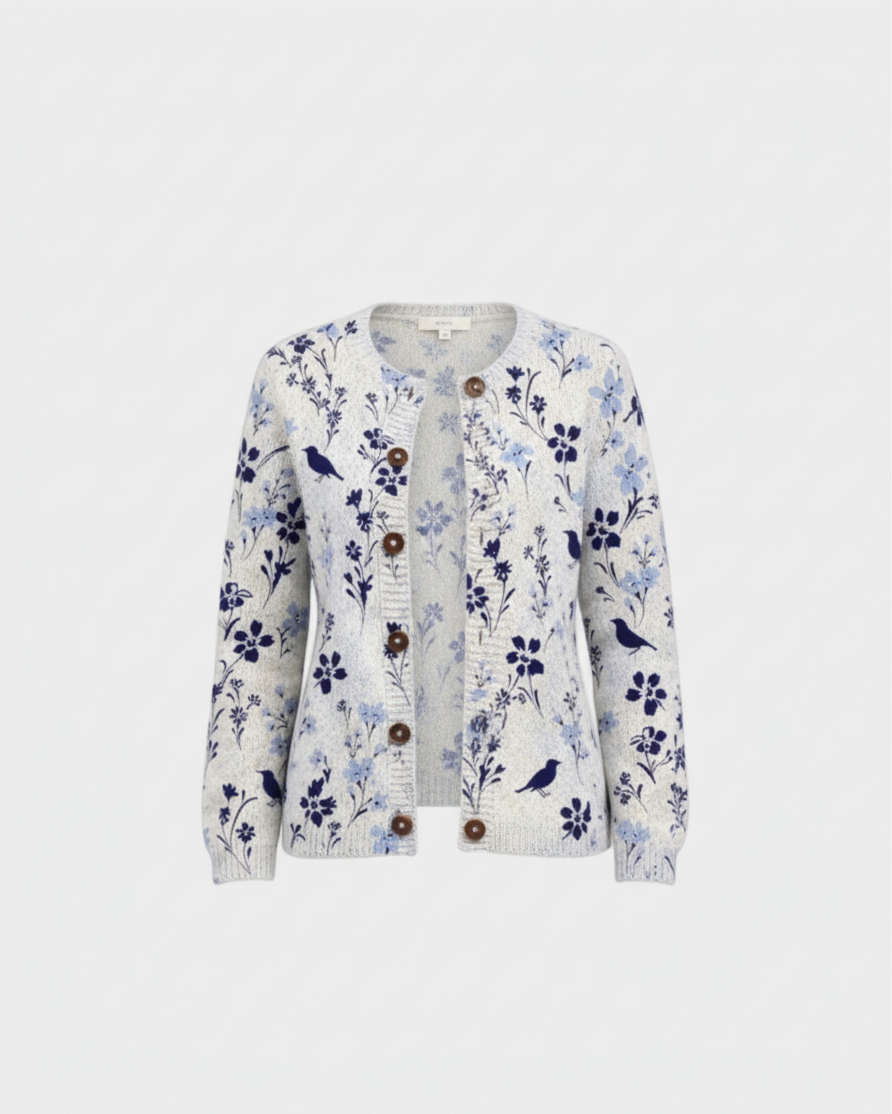 Benedetta – Cardigan con uccelli e fiori