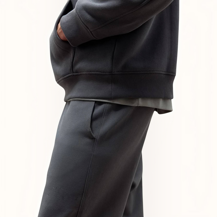 Luna Moda Giacomo regular fit wide leg trousers in dark grey recycled polyester blend fabric