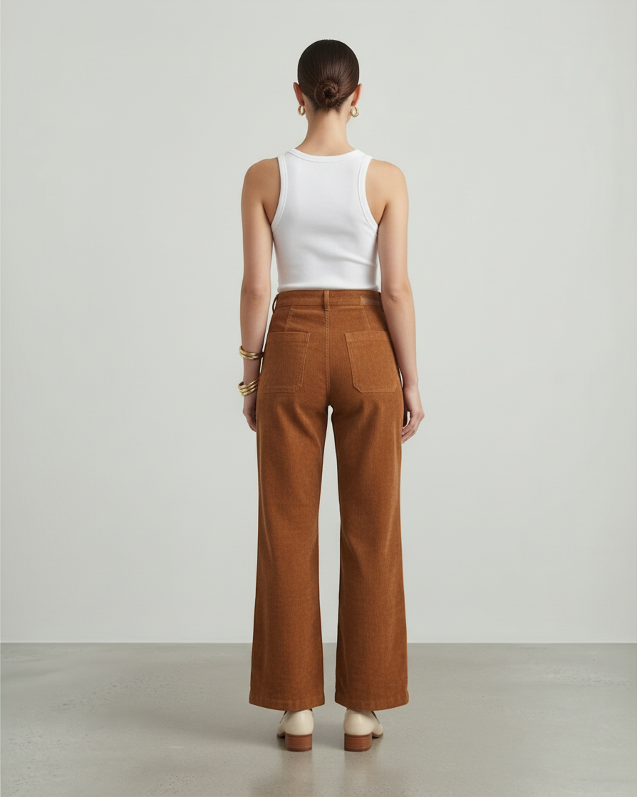 EVELINA – Pantaloni a vita alta in velluto a coste