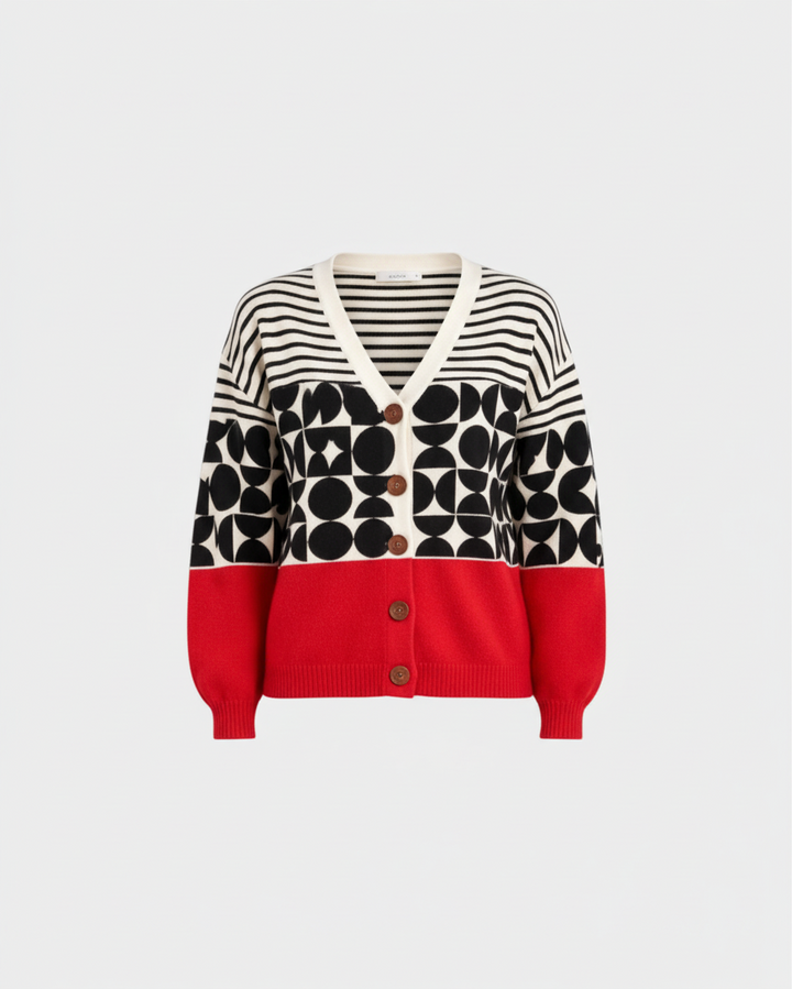 GRETA – Cardigan geometrico con bottoni