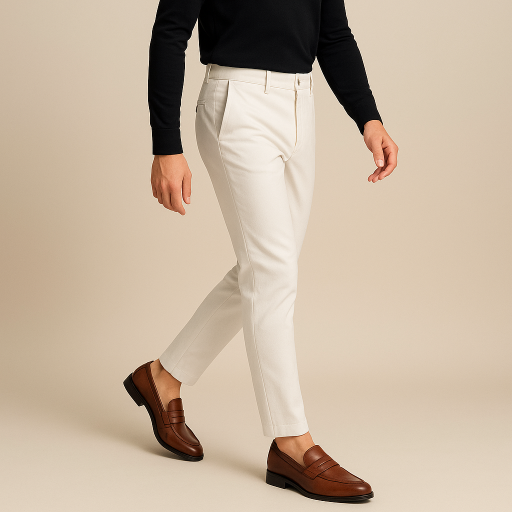 Pantaloni in Cotone e Lino da Uomo