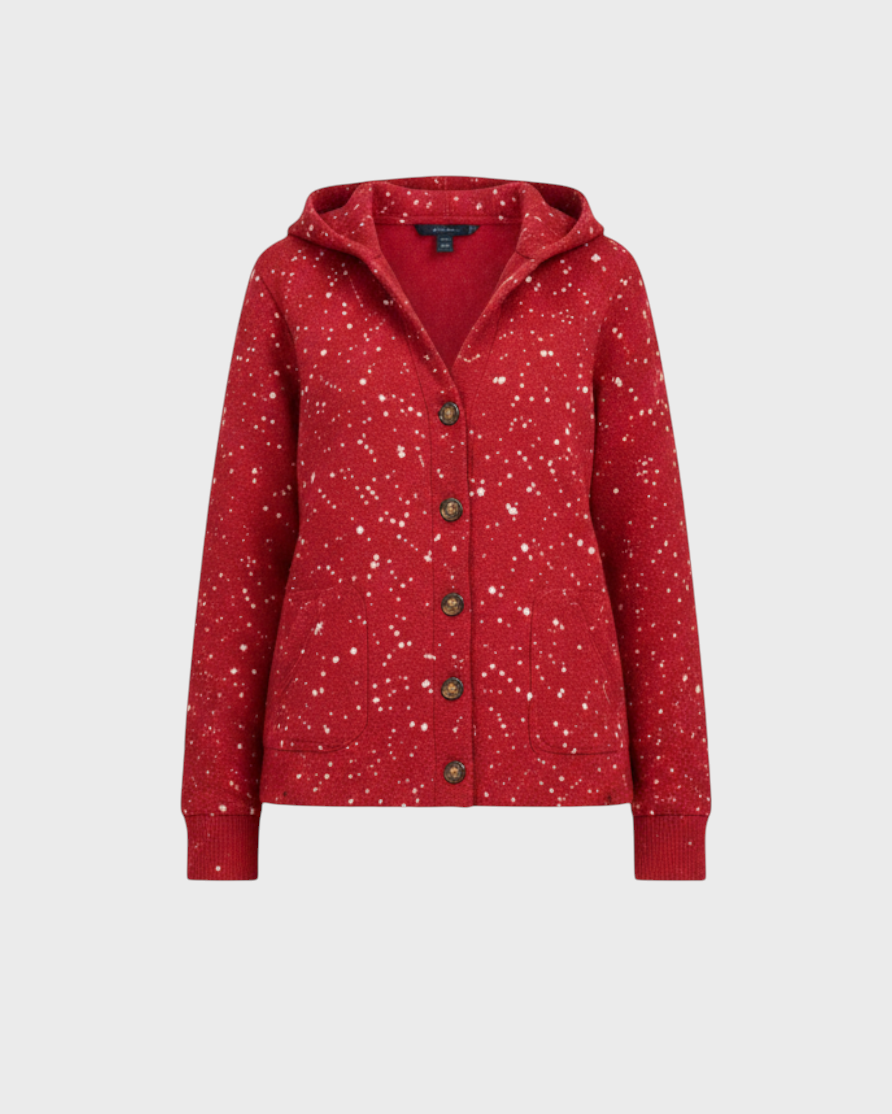 CATERINA  – Cardigan puntinato con cappuccio