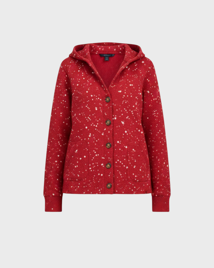CATERINA  – Cardigan puntinato con cappuccio