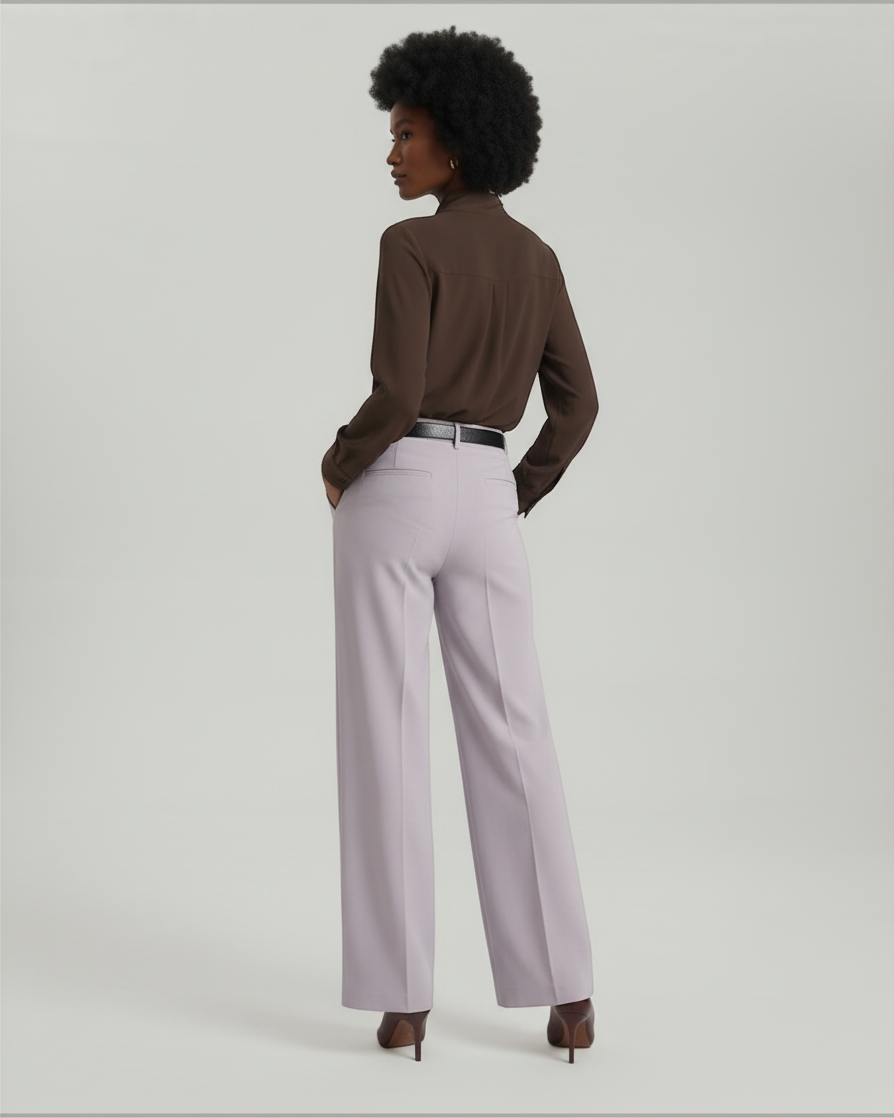 CLOTILDE – Pantaloni palazzo con pieghe frontali e cintura