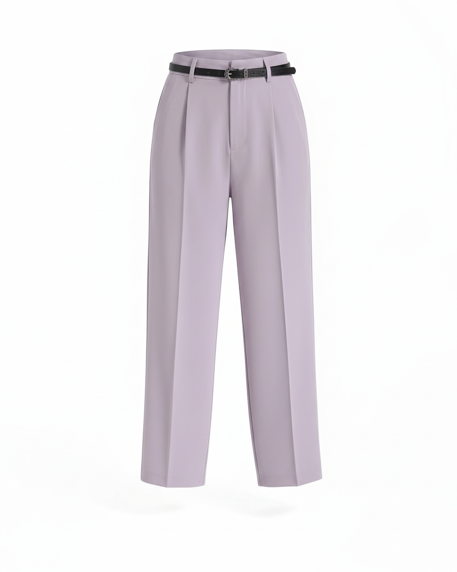CLOTILDE – Pantaloni palazzo con pieghe frontali e cintura