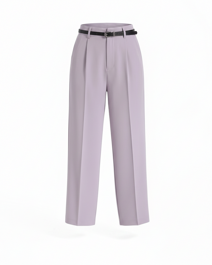 CLOTILDE – Pantaloni palazzo con pieghe frontali e cintura