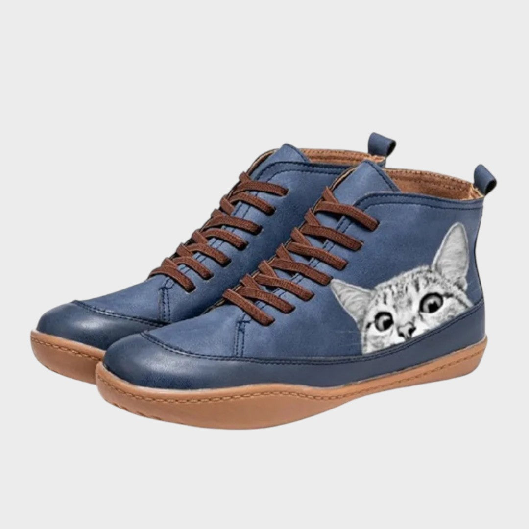 KITTY – Stivaletti in pelle con motivo gatto