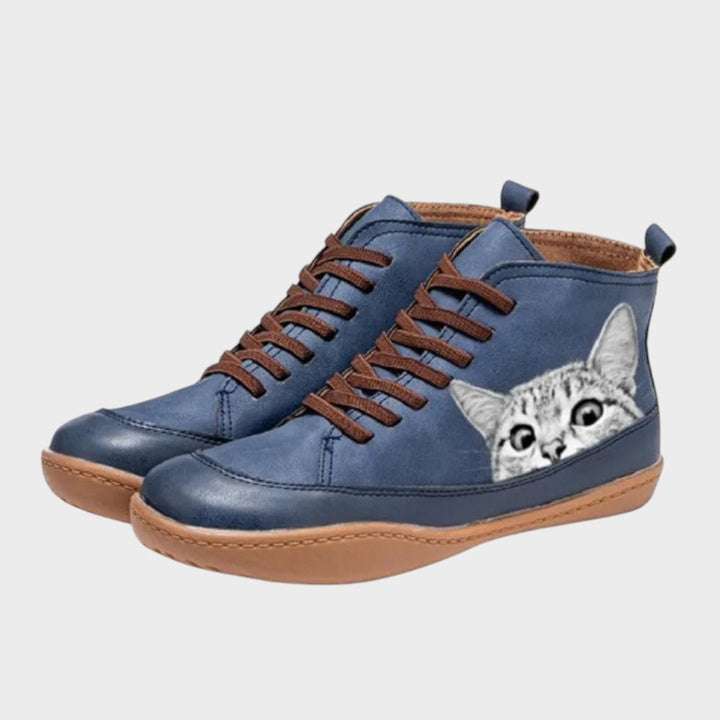 KITTY – Stivaletti in pelle con motivo gatto