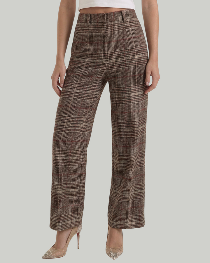 ADELAIDE – Pantaloni a quadri a vita alta e gamba larga