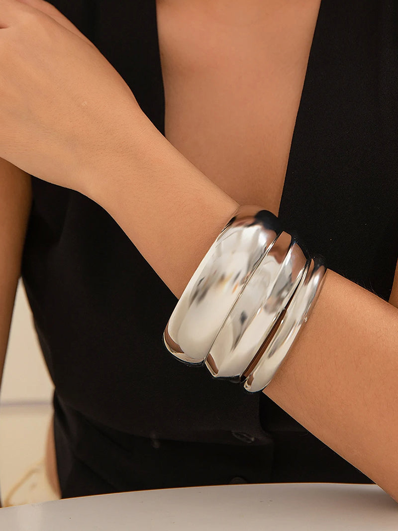Set 3 bracciali in acciaio inossidabile placcati oro 14k – versatili