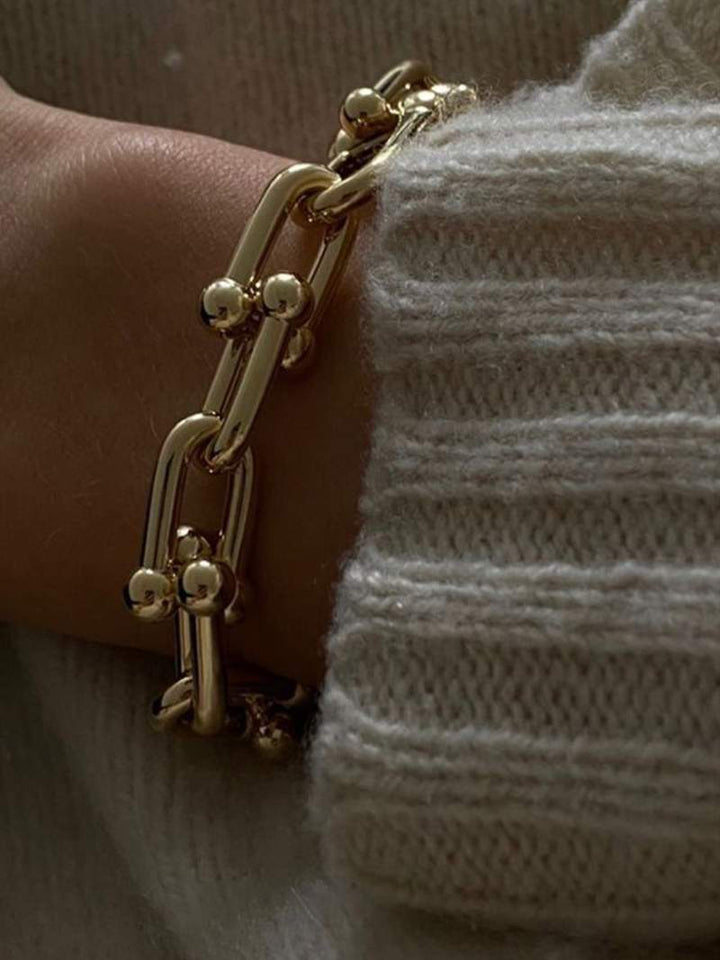 Diana – Bracciale regolabile in acciaio placcato oro 14 carati