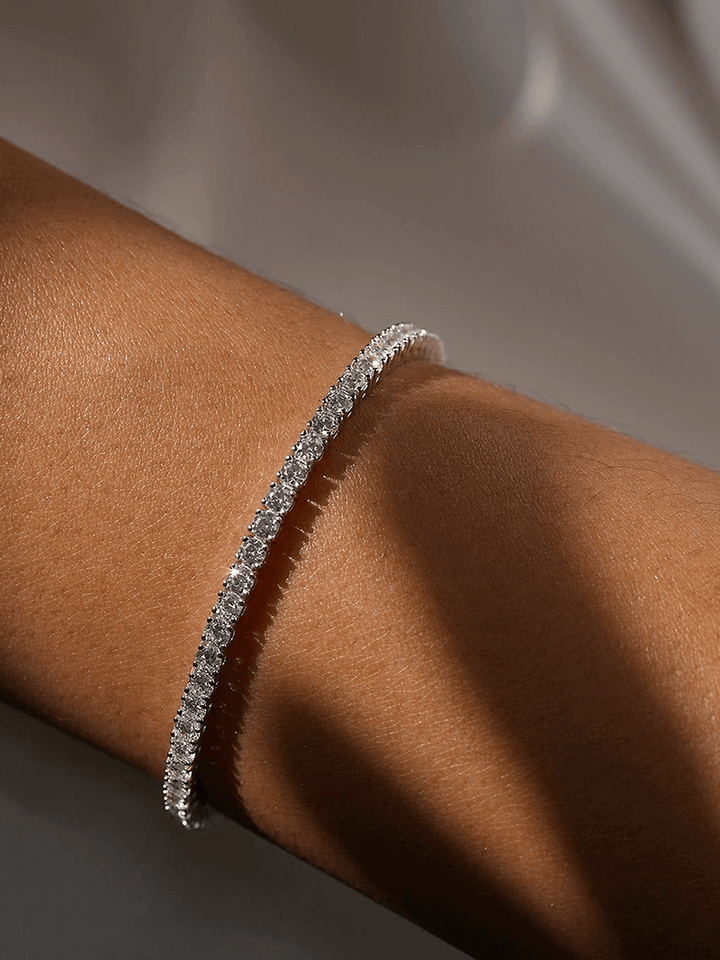 Rivière – Bracciale con pietre scintillanti placcato oro 14k